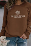 WOMEN COUSINS BEACH PRINTING CREW NECK PULLOVER