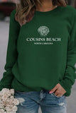 WOMEN COUSINS BEACH PRINTING CREW NECK PULLOVER