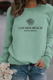 WOMEN COUSINS BEACH PRINTING CREW NECK PULLOVER