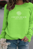WOMEN COUSINS BEACH PRINTING CREW NECK PULLOVER