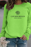 WOMEN COUSINS BEACH PRINTING CREW NECK PULLOVER