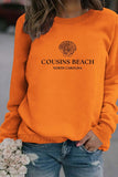 WOMEN COUSINS BEACH PRINTING CREW NECK PULLOVER