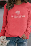 WOMEN COUSINS BEACH PRINTING CREW NECK PULLOVER
