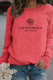 WOMEN COUSINS BEACH PRINTING CREW NECK PULLOVER