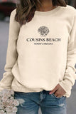 WOMEN COUSINS BEACH PRINTING CREW NECK PULLOVER