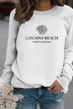 WOMEN COUSINS BEACH PRINTING CREW NECK PULLOVER