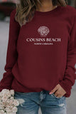 WOMEN COUSINS BEACH PRINTING CREW NECK PULLOVER