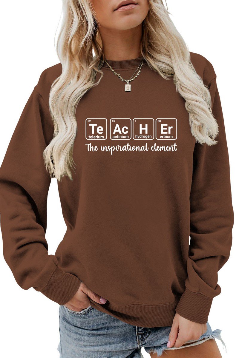 WOMEN TEACHER PRINTING LOOSE FIT PULLOVER T SHIRT