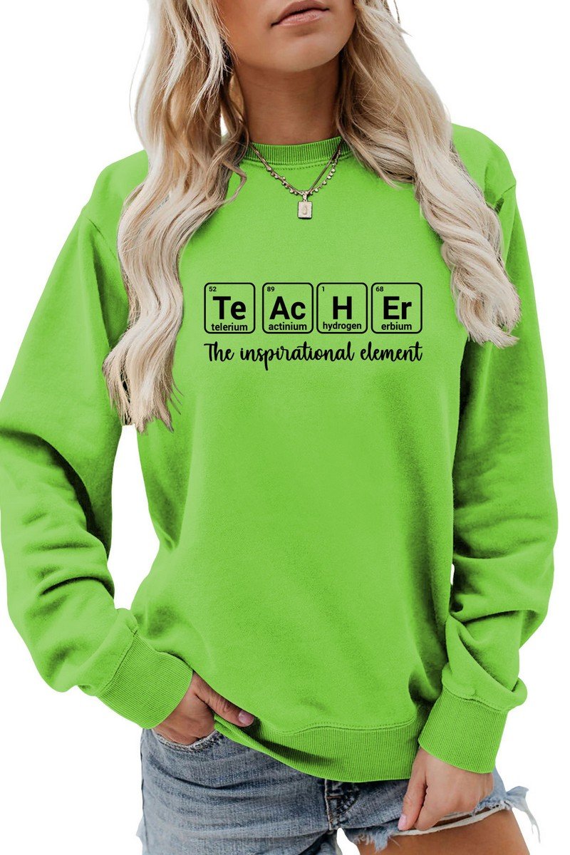 WOMEN TEACHER PRINTING LOOSE FIT PULLOVER T SHIRT