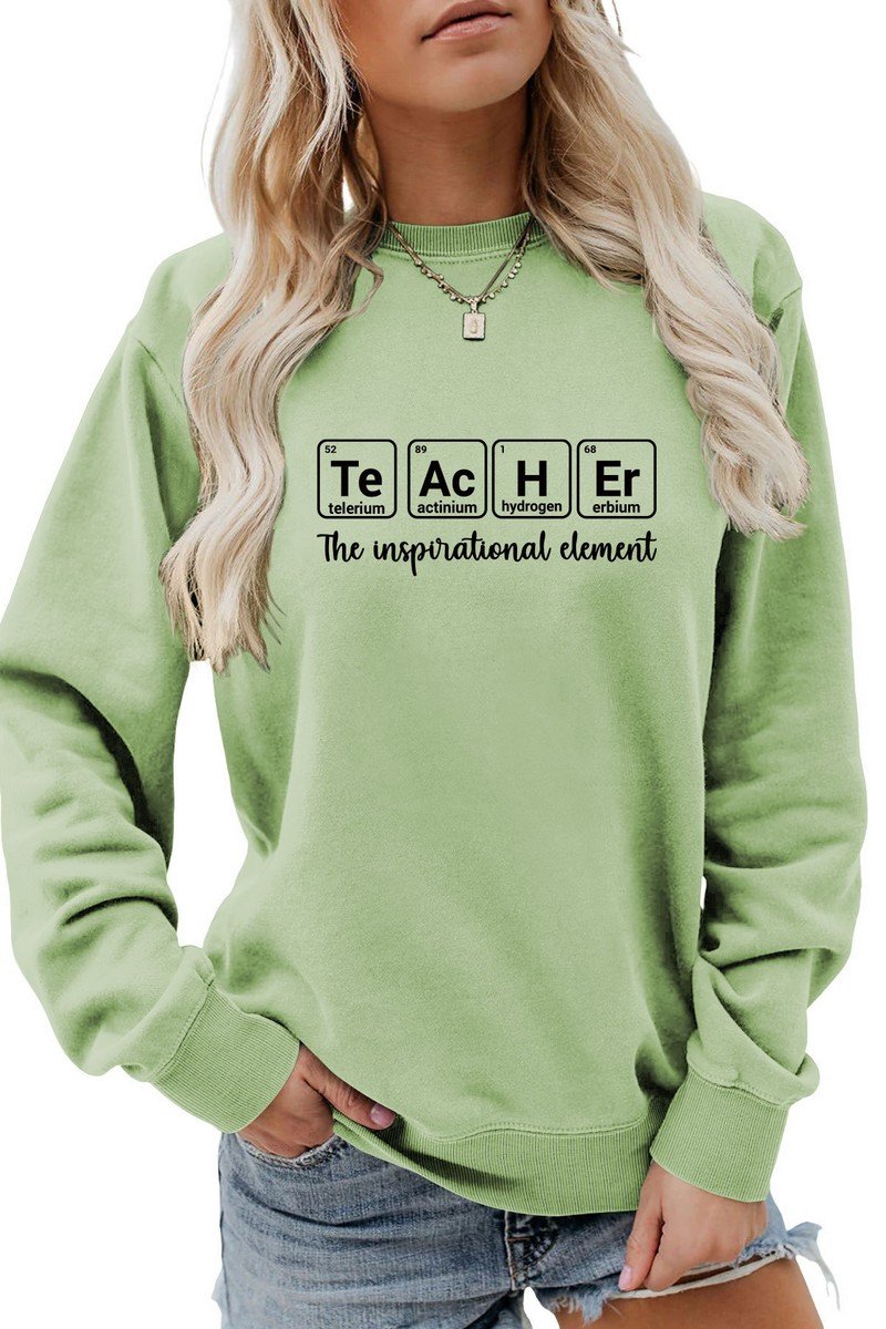 WOMEN TEACHER PRINTING LOOSE FIT PULLOVER T SHIRT