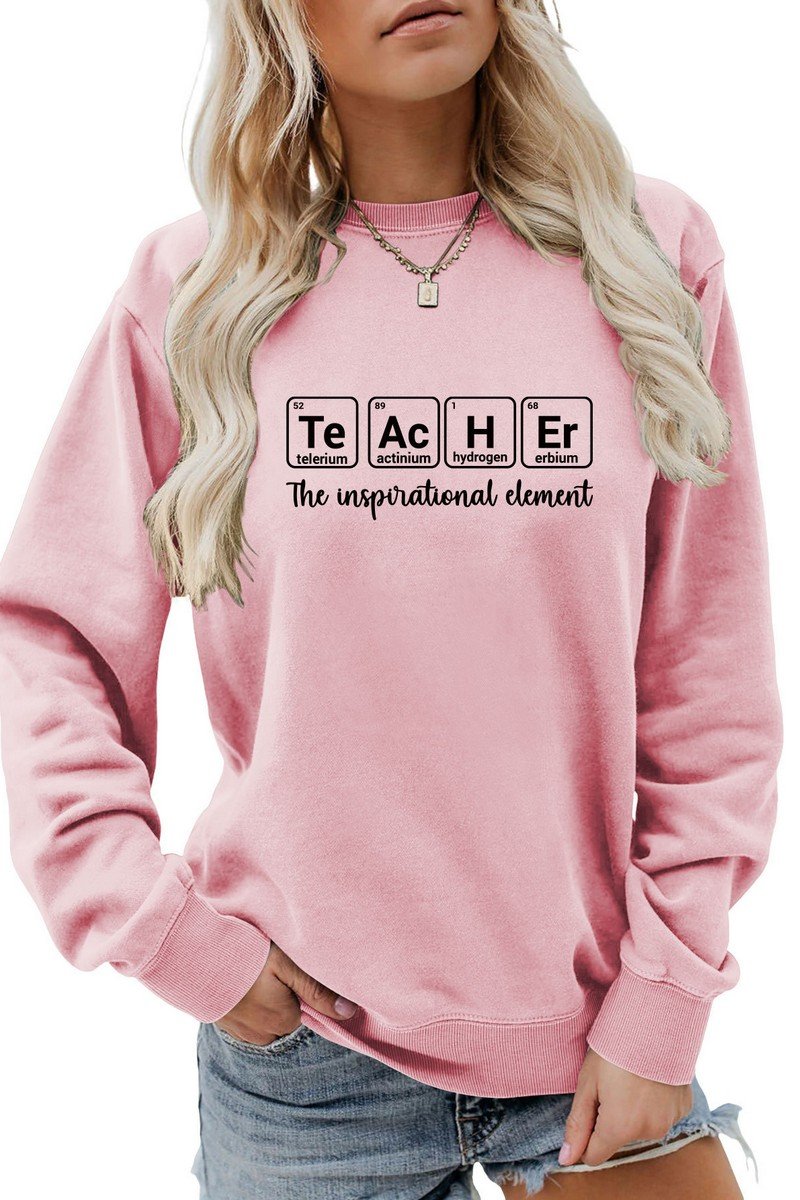 WOMEN TEACHER PRINTING LOOSE FIT PULLOVER T SHIRT