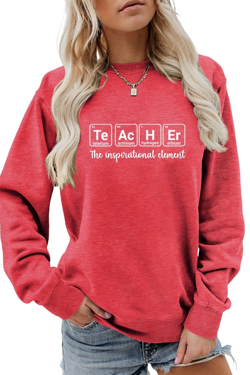 WOMEN TEACHER PRINTING LOOSE FIT PULLOVER T SHIRT