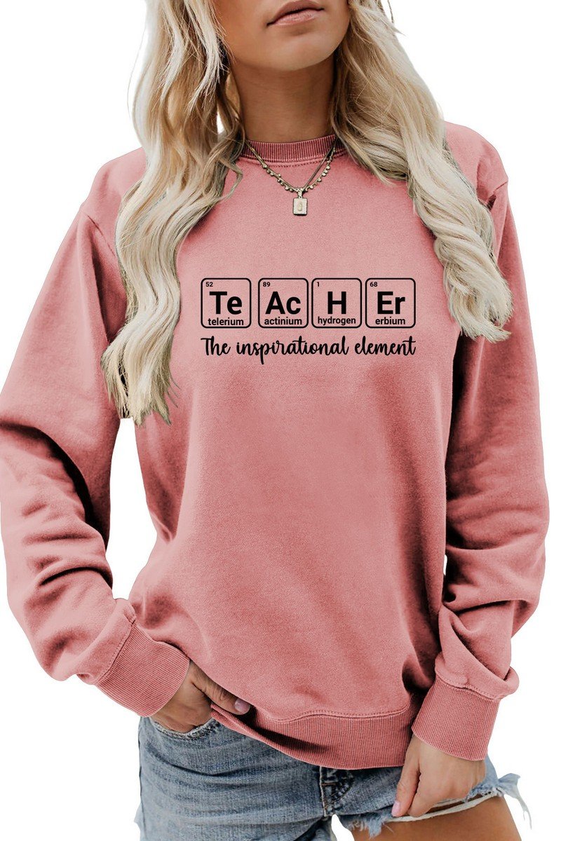 WOMEN TEACHER PRINTING LOOSE FIT PULLOVER T SHIRT