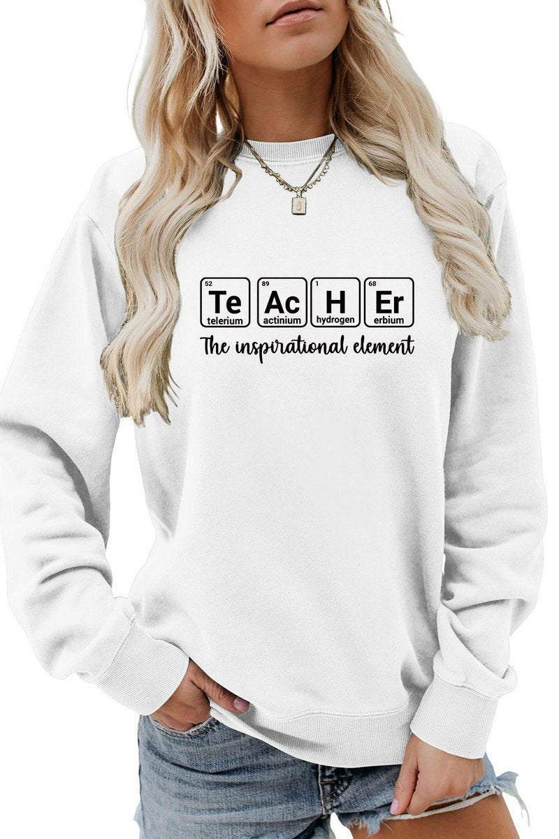 WOMEN TEACHER PRINTING LOOSE FIT PULLOVER T SHIRT