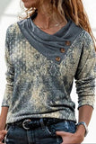 WOMEN BUTTON NECK LONG SLEEVE SWEATSHIRT