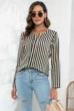 WOMEN STRIPE PRINTING CASUAL LONGSLEEVE SHIRT