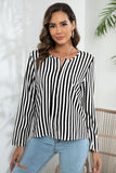 WOMEN STRIPE PRINTING CASUAL LONGSLEEVE SHIRT