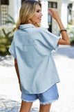 HALF BUTTON NECK WOMEN CASUAL T SHIRT - Doublju