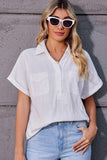 HALF BUTTON NECK WOMEN CASUAL T SHIRT - Doublju