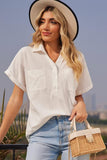HALF BUTTON NECK WOMEN CASUAL T SHIRT - Doublju