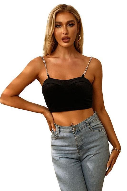 SLEEVELESS BACKLESS STRAPY BRA TOP - Doublju