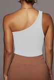 ONE SHOULDER SLEEVELESS SEXY CROP TANK TOP