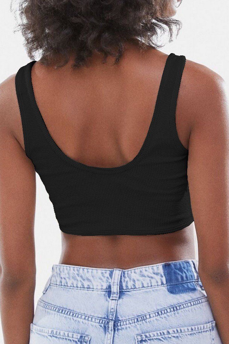 WOMEN SEXY DEEP U NECK CROP TANK TOP