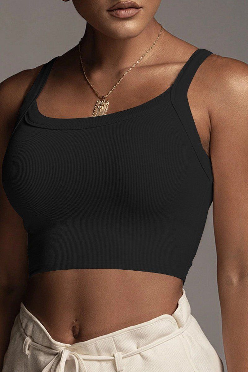 WOMEN TIGHT FIT KNIT CROP TANK TOP