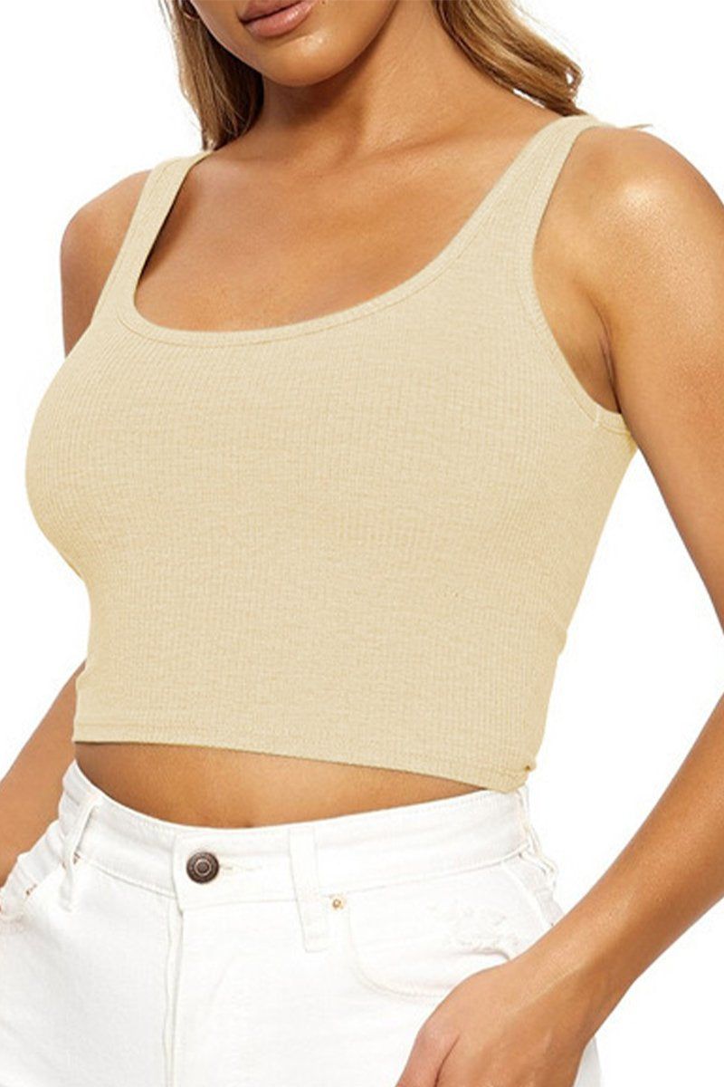 WOMEN SLIM FITTED BASIC DAILY CROP TANK TOP