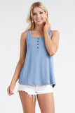BASIC LOOSE FIT TANK TOP WITH BUTTON - Doublju