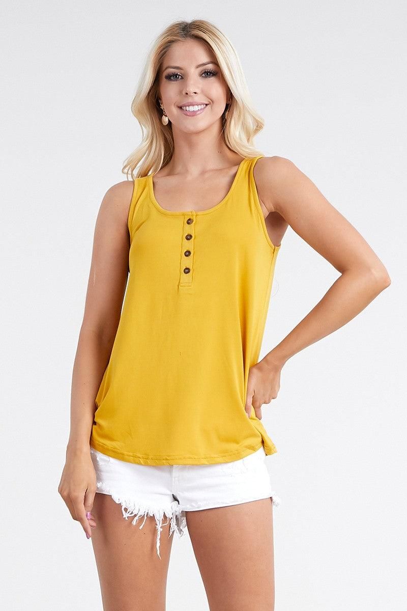BASIC LOOSE FIT TANK TOP WITH BUTTON - Doublju