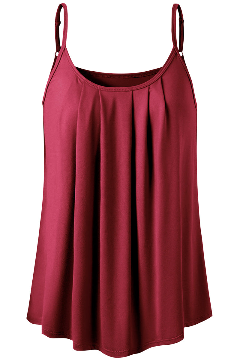 FRONT PLEATED CAMI TANK TOP WITH PLUS SIZE