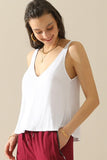 DEEP V NECK SLEEVELESS TANK TOP - Doublju