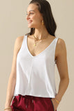 DEEP V NECK SLEEVELESS TANK TOP - Doublju