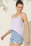 R NECK TWIST STRAP TANK TOP - Doublju