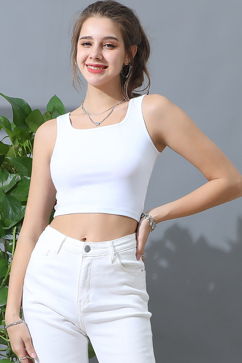 SQURE NECK SLEEVELESS SHORT CROP TOP