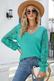 LACE SLEEVE TUNIC SWEATER TOP - Doublju