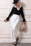 LAPEL V NECK BELL SLEEVED CASUAL TOP - Doublju