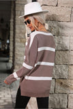 BUTTON NECK STRIPE CASUAL TOP - Doublju