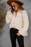 WOMENS HALF ZIP UP CASUAL SWEATER - Doublju