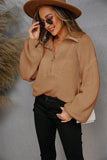 WOMENS HALF ZIP UP CASUAL SWEATER - Doublju