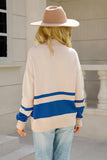COLOR BLOCK HALF ZIP UP CASUAL TOP - Doublju