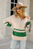 COLOR BLOCK HALF ZIP UP CASUAL TOP - Doublju