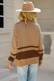 COLOR BLOCK HALF ZIP UP CASUAL TOP - Doublju