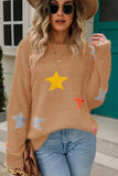 WOMENS COLORED STAR PATTERN SWEATER TOP - Doublju