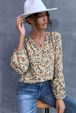 FLORAL PATTERNED V NCEK TUNIC TOP - Doublju