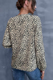 LONG SLEEVE LACED LEOPARD CASUAL TOP - Doublju