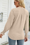 WOMEN V NECK FITTED RUFFLE SLEEVE OVERSIZED TOP - Doublju