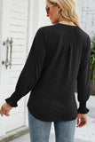 WOMEN V NECK FITTED RUFFLE SLEEVE OVERSIZED TOP - Doublju