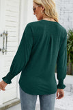 WOMEN V NECK FITTED RUFFLE SLEEVE OVERSIZED TOP - Doublju